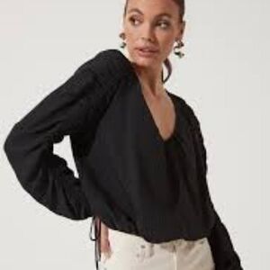 Free People Ruched Black Top S